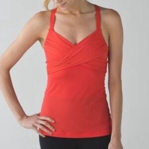 Lululemon athletica wrap it up tank top coral built in bra